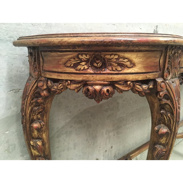 1920s Renaissance Style Carved and Gilded Walnut Pier Mirror and Console Table For Sale - Image 5 of 13