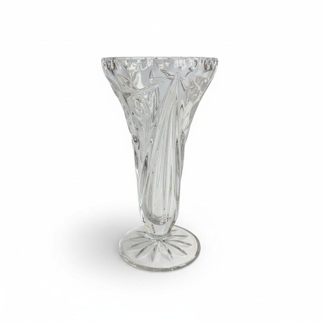 1980s Vintage Anna Hutte Bleikristall Lead Crystal Etched Rose Vase-Germany-Bud-Floral For Sale - Image 5 of 10