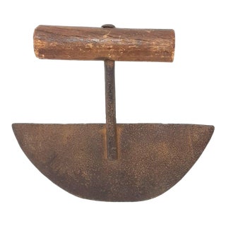 Early 20th Century Rustic Hand Forged Food Chopper Large Half Moon Blade For Sale