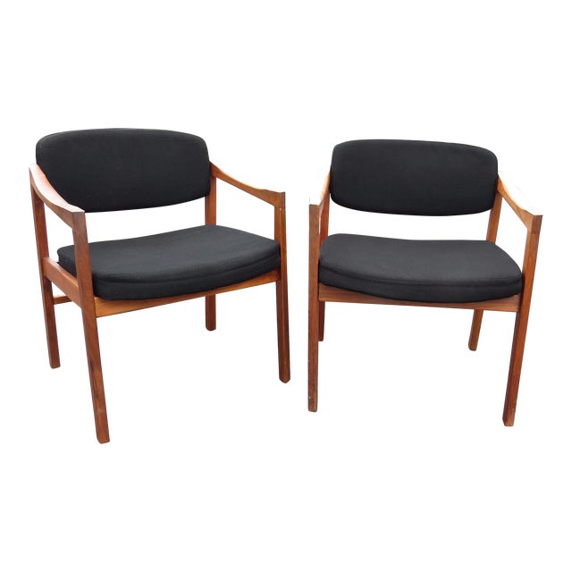 Vintage Mid Century Eck-Adams Walnut Armchairs - a Pair For Sale
