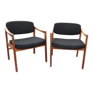 Vintage Mid Century Eck-Adams Walnut Armchairs - a Pair