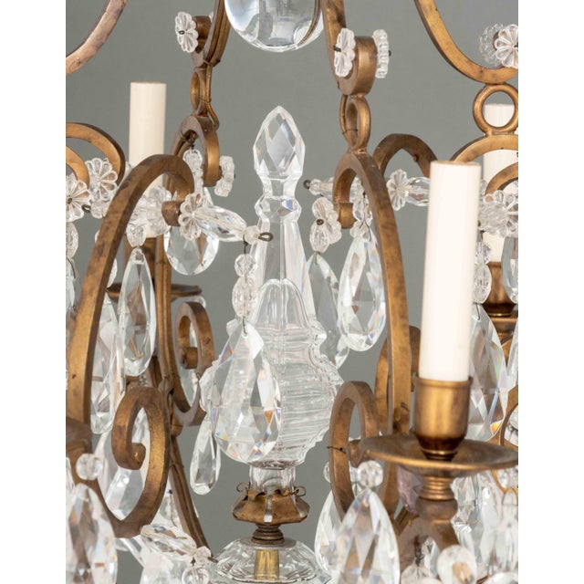Metal Maria Theresa Style Eight-Branch Gilt Bronze and Rock Crystal Chandelier For Sale - Image 7 of 9