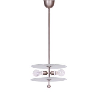 Czech Bauhaus Pendant in Chrome-Plated Steel and Frosted Glass, 1930s For Sale