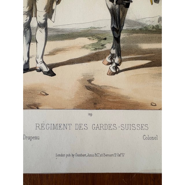 Antique French Hand-Colored Military Lithograph “Régiment Des Gardes-Suisses” After Alfred De Marbot For Sale - Image 4 of 10