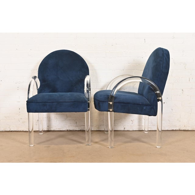 Leon Rosen for Pace Collection Modern Art Deco Lucite Waterfall Armchairs, Pair For Sale In South Bend - Image 6 of 14