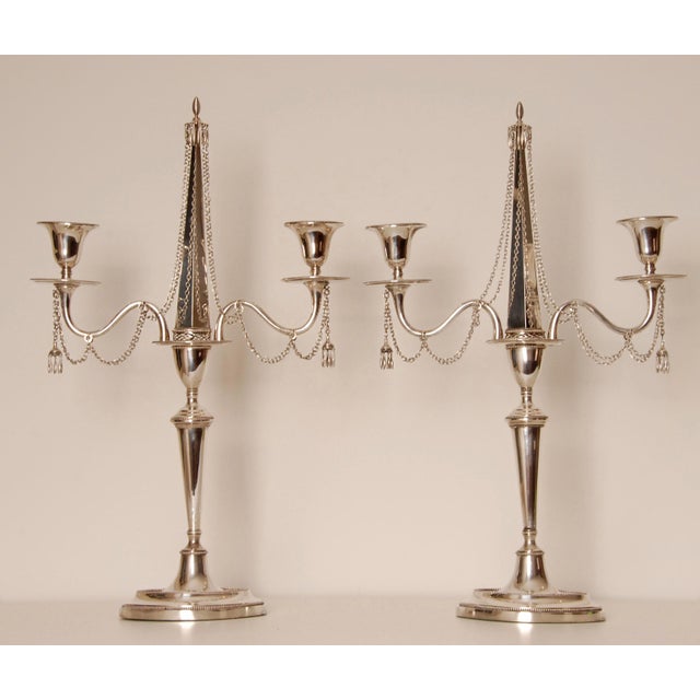 Antique Sterling Silver Candelabras Napoleonic Empire Obelisk a Pair For Sale - Image 13 of 14