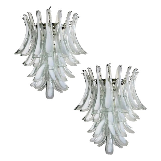 Italian Murano Glass Petal Chandeliers, Set of 2 For Sale