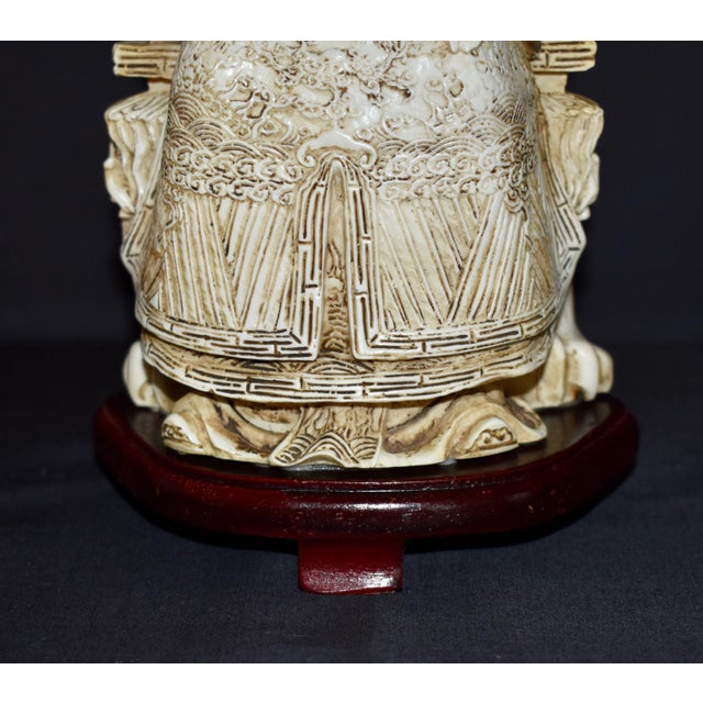 Vintage Chinese Empress Carved Cast Resin With Faux Ivory Finish Figurine Statue For Sale - Image 10 of 16