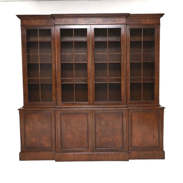 Vintage Georgian Breakfront Bookcase, 1930s For Sale - Image 14 of 14