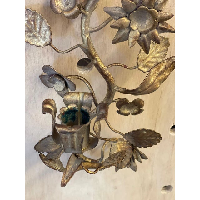Mid-Century Modern Vintage Decorative Candle Holder Sconce With Floral Design. For Sale - Image 3 of 7