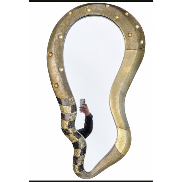 Gray Vintage Post-Modern Memphis Style Monumental Wall Mirror Sculptural Asymmetrical For Sale - Image 8 of 18