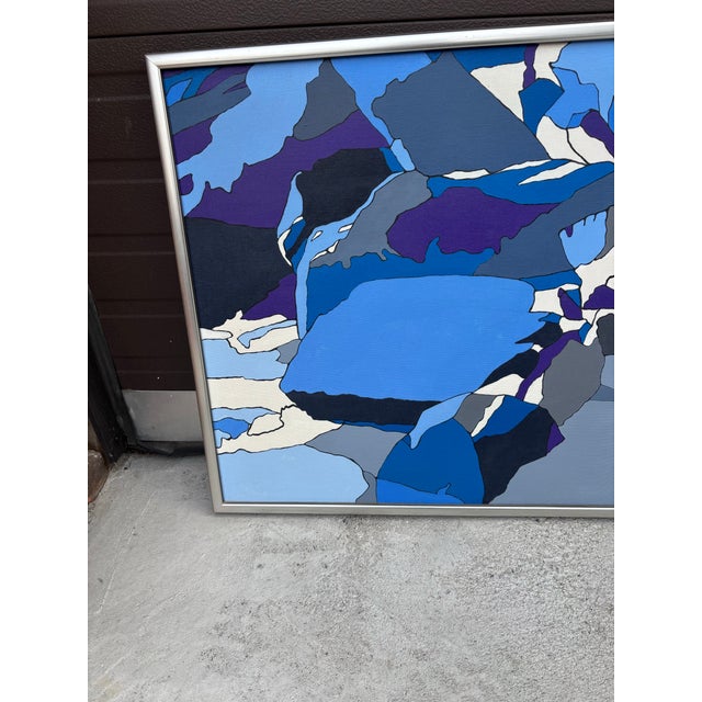 Richard Bell Painting on Canvas in shades of blues, purple, gray and black. Nice condition, with a great presence! Artist...