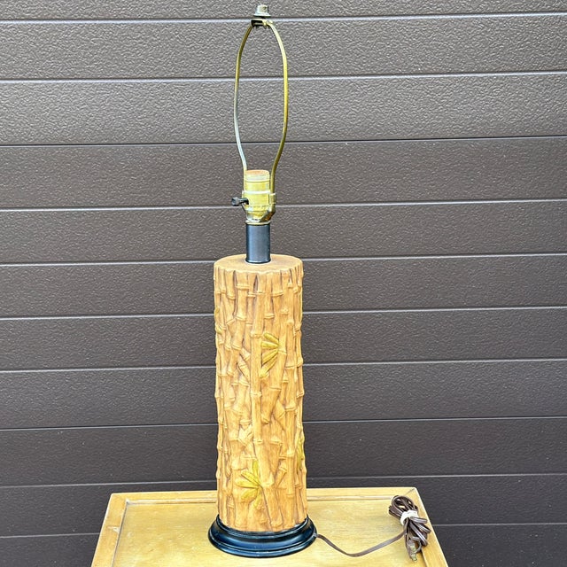 Ceramic Vintage 1960's Faux Bamboo Ceramic Table Lamp For Sale - Image 7 of 12