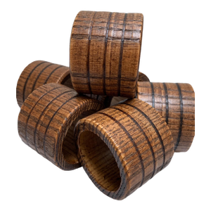 Vintage Midcentury Wood Carved Napkin Rings, Set of Six