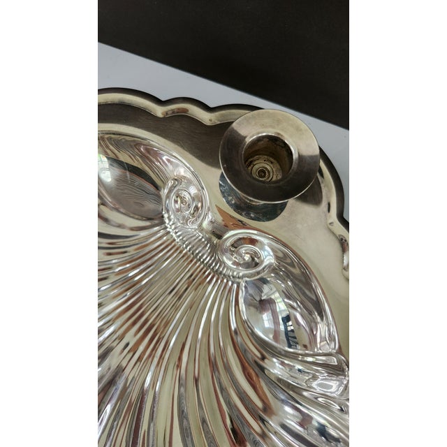 Mid 20th Century Mid-Century Modern Eton Silver-Plated Shell Shrimp Cocktail Server With Original Glass Sauce Cup For Sale - Image 10 of 14