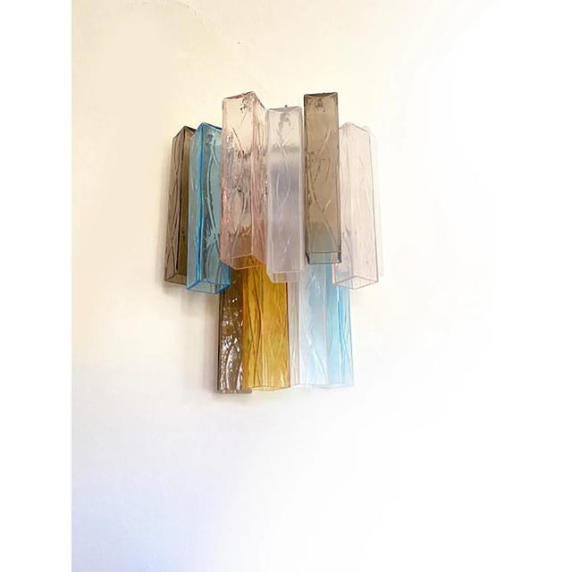 Multicolored Squared Murano Style Glass Wall Sconces from Simoeng, Set of 4 For Sale - Image 10 of 11