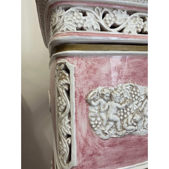 1970s Majolica Pink Stove From Florence For Sale - Image 6 of 12