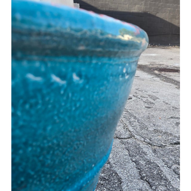 Large Moroccan Turquoise Blue Pottery Planter For Sale - Image 4 of 6