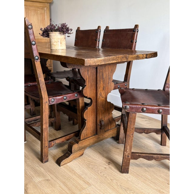 Rustic European Antique French Dining Table with Oak/Ash base, Fruitwood Top For Sale - Image 3 of 10