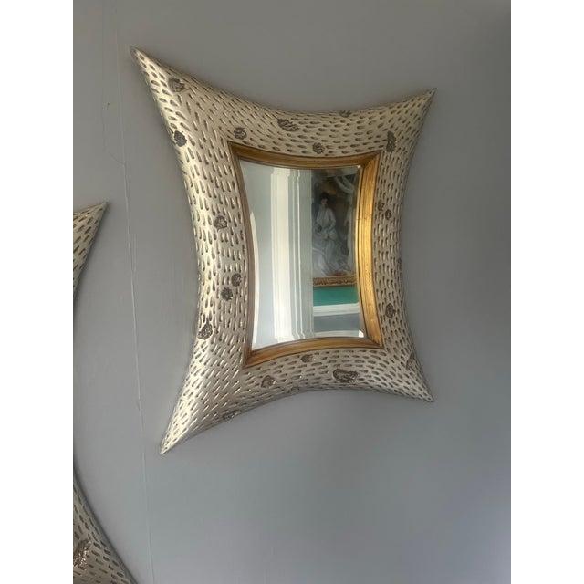 Mid-Century Modern Pair of Christopher Guy Diamond Wall Mirrors in Mahogany With Beveled Glass For Sale - Image 3 of 6