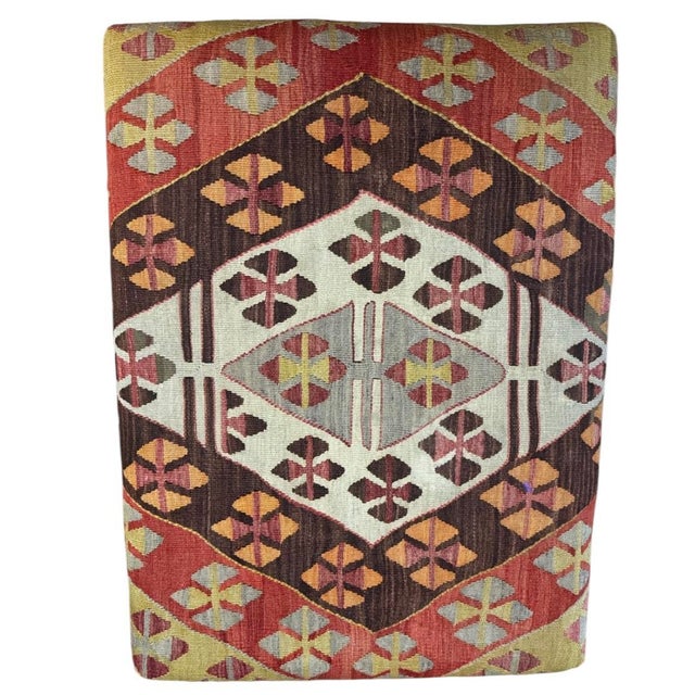 Wood George Smith Kilim Ottoman For Sale - Image 7 of 9