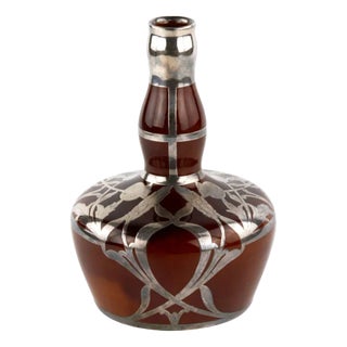 Porcelain Vase in Silver Braid in the Style of Art Nouveau from Crown Staffordshire For Sale