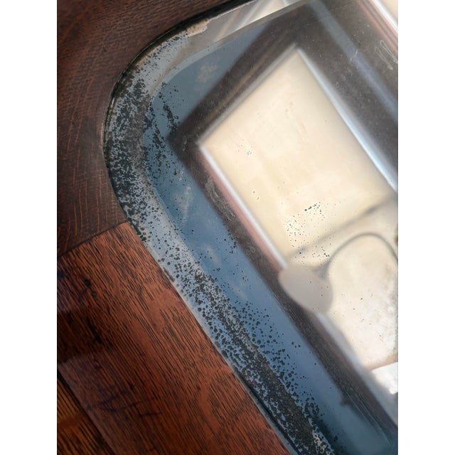 Turn-of-the-Century Victorian Carved Oak Hall Tree Bench With Original Brass Hardware & Mirror For Sale - Image 4 of 12