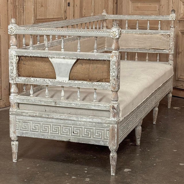 18th Century Swedish Gustavian Neoclassical Scraped Painted Bench For Sale - Image 13 of 18