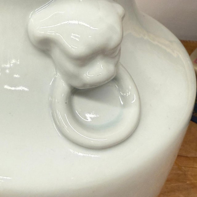Ceramic White Glazed Ceramic Vase with Foo Dog Handles For Sale - Image 7 of 9