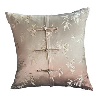 Vintage Silk Bamboo Embroidered Pillow With Pankous Closures For Sale
