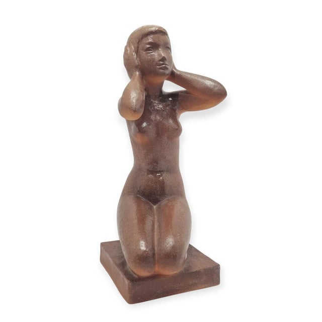 Mid-Century Ceramic Sculpture of Kneeling Nude by Jitka Forejtová for Jihokera, 1960s For Sale - Image 3 of 15