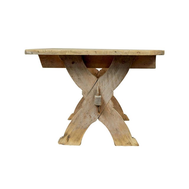 Rustic Large Antique Swedish Pine Trestle Table, 1860 For Sale - Image 3 of 10