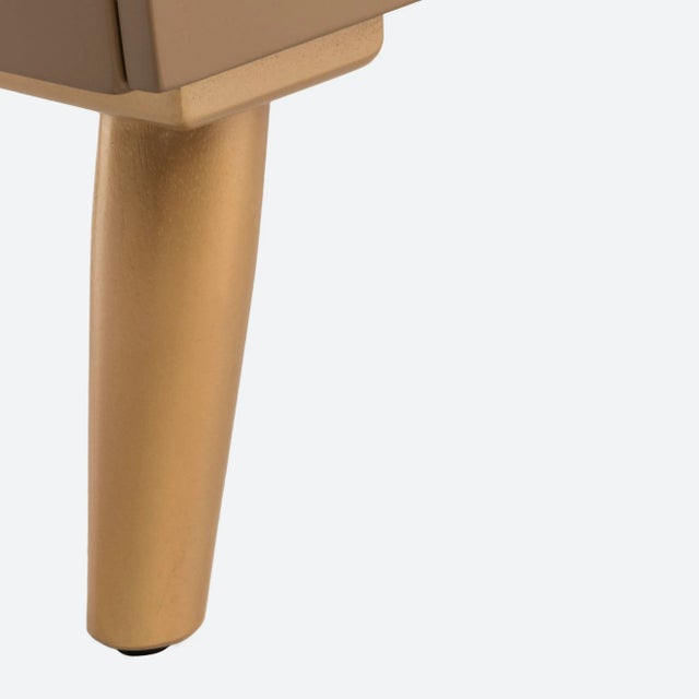 Wood 3 Drawer Chest in Taupe & Gold For Sale - Image 7 of 8