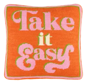 Take It Easy Needlepoint Pillow