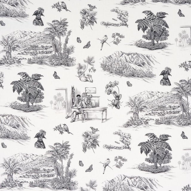 Sample - Schumacher x Victor Glemaud Toussaint Toile Fabric in Black & White For Sale