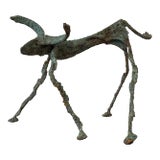 Early 21st Century Bronze Artist Made Brutalist Style Bull Sculpture For Sale