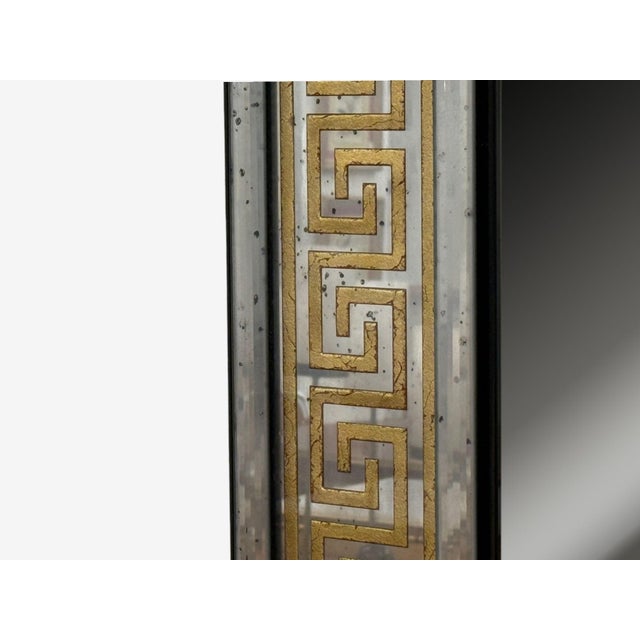 Set of 2 Hollywood Regency Style Etched Glass Gilt Greek Key Wall Mirrors, Usa For Sale In New York - Image 6 of 8