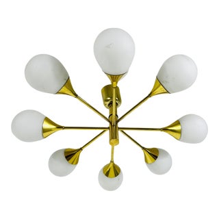 Mid-Century Modern Brass Kaiser 6-Arm Space Age Chandelier, 1960s For Sale