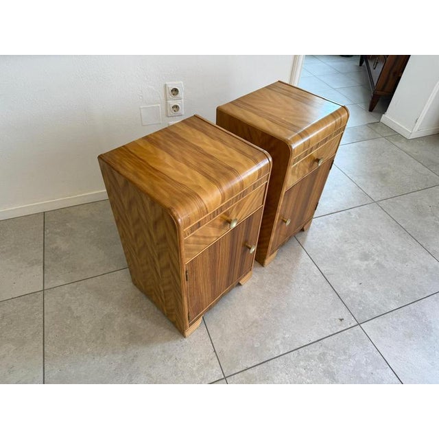 Brown Art Deco Style Bedside Cabinets, 1930s, Set of 2 For Sale - Image 8 of 11