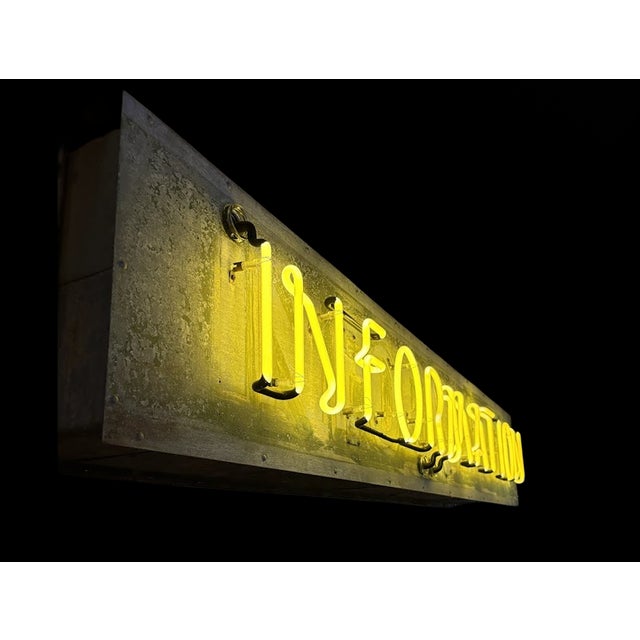 American Vintage Industrial Neon “Information” Light For Sale - Image 3 of 15