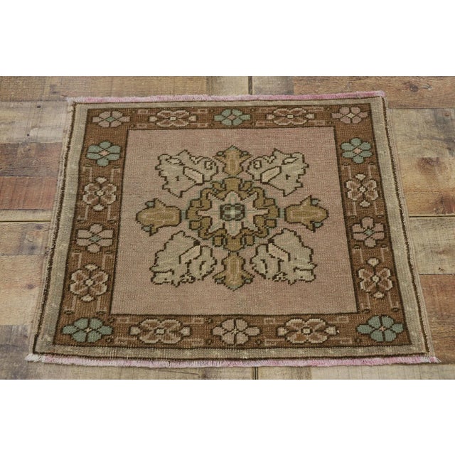 Textile Vintage Square Turkish Oushak Rug - 01'11 X 02'04 For Sale - Image 7 of 8