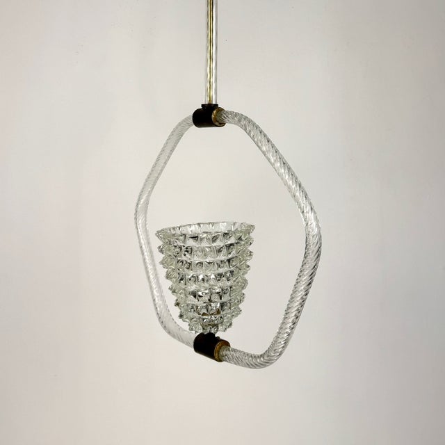 Murano Rostrato Glass Pendant Lamp from Barovier & Toso, 1940s For Sale - Image 8 of 14
