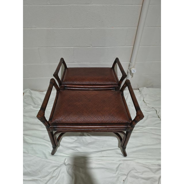Pair of Rattan Benches Made in Phillipines Tobacco Brown For Sale - Image 12 of 12