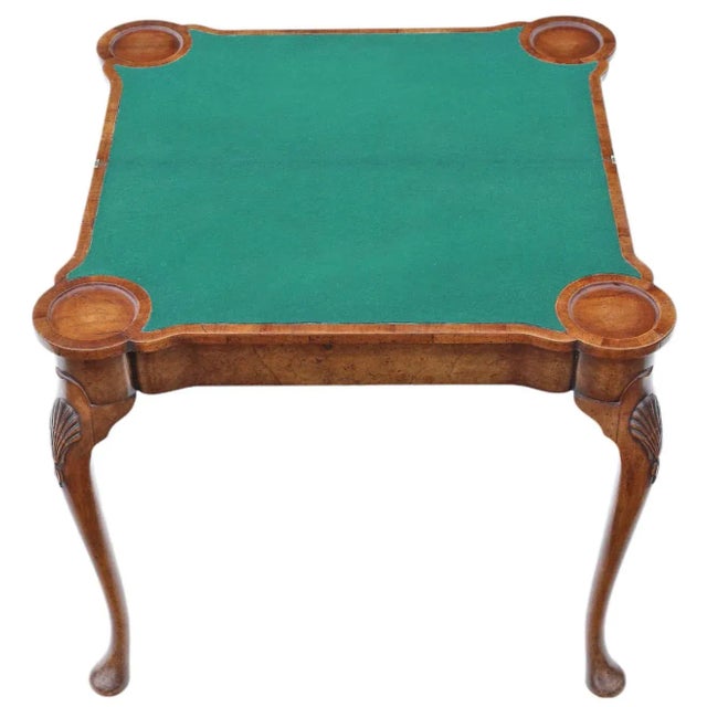 1920s Antique Georgian Revival Burr Walnut Folding Card or Tea Table, 1920s For Sale - Image 5 of 12