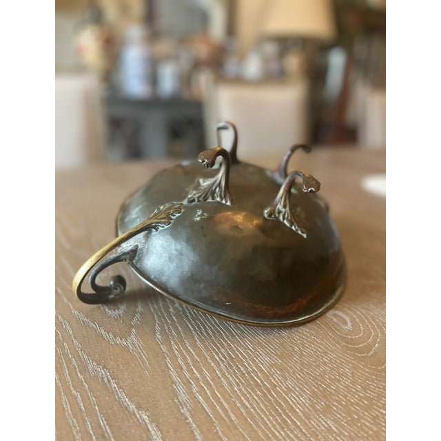 Metal Antique Copper and Brass Dish Bowl Footed Tripod For Sale - Image 7 of 9