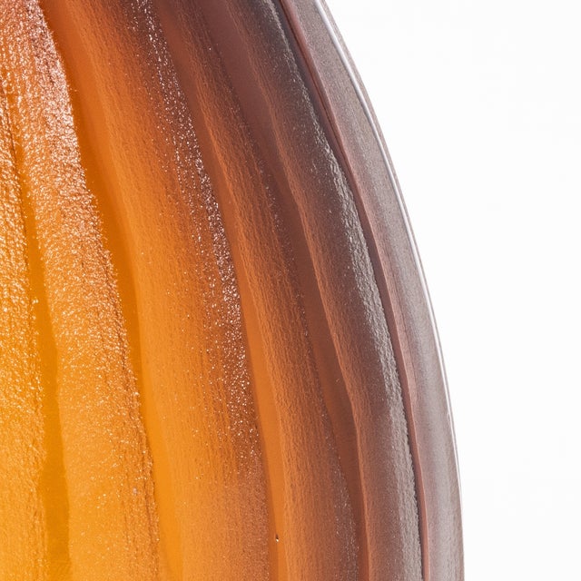 Amber Hand-Blown Murano Supreme Vase in Tobacco Medium For Sale - Image 8 of 12
