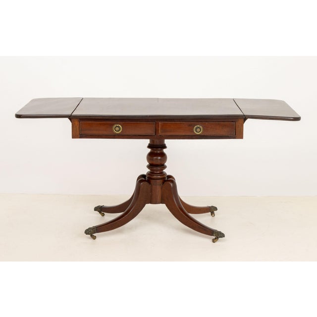 Brown Regency Mahogany Drop Leaf Sofa Table For Sale - Image 8 of 13