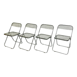 Mid Century Modern Italian Lucite "Plia" Folding Chairs by Giancarlo Piretti for Castelli, C. 1970s