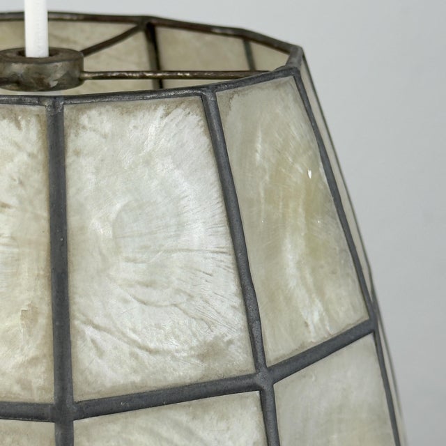 Vintage Capiz Shell Pendant Lamp, Italy, 1960s For Sale - Image 16 of 18