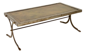 French Steel and Leather Coffee Table, 1960s